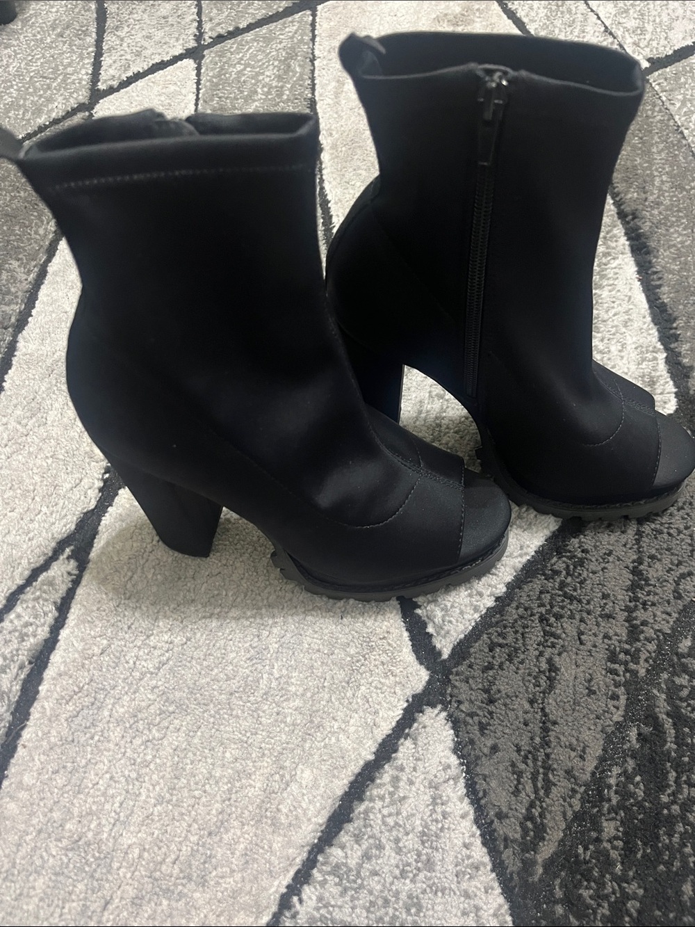 Liliana Black Sock Ankle Booties with Side Zip